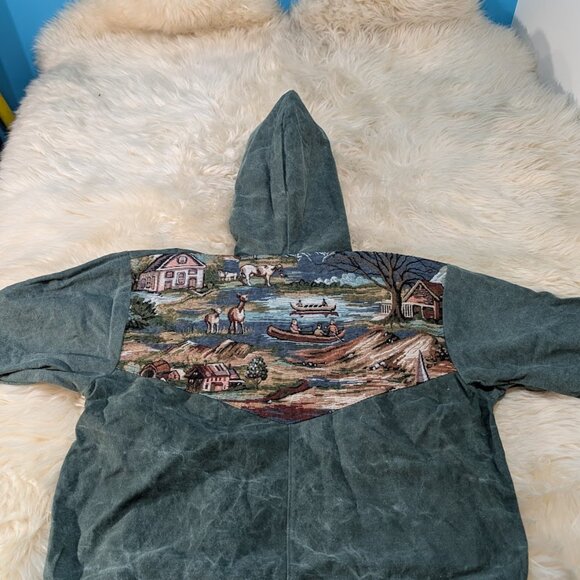 Berry Ellen Green Cotton Canvas Landscape Youth Pullover Size Medium - Picture 7 of 8